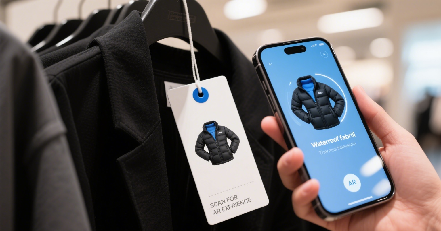 AR hang tags triggering 3D product content on phone screen